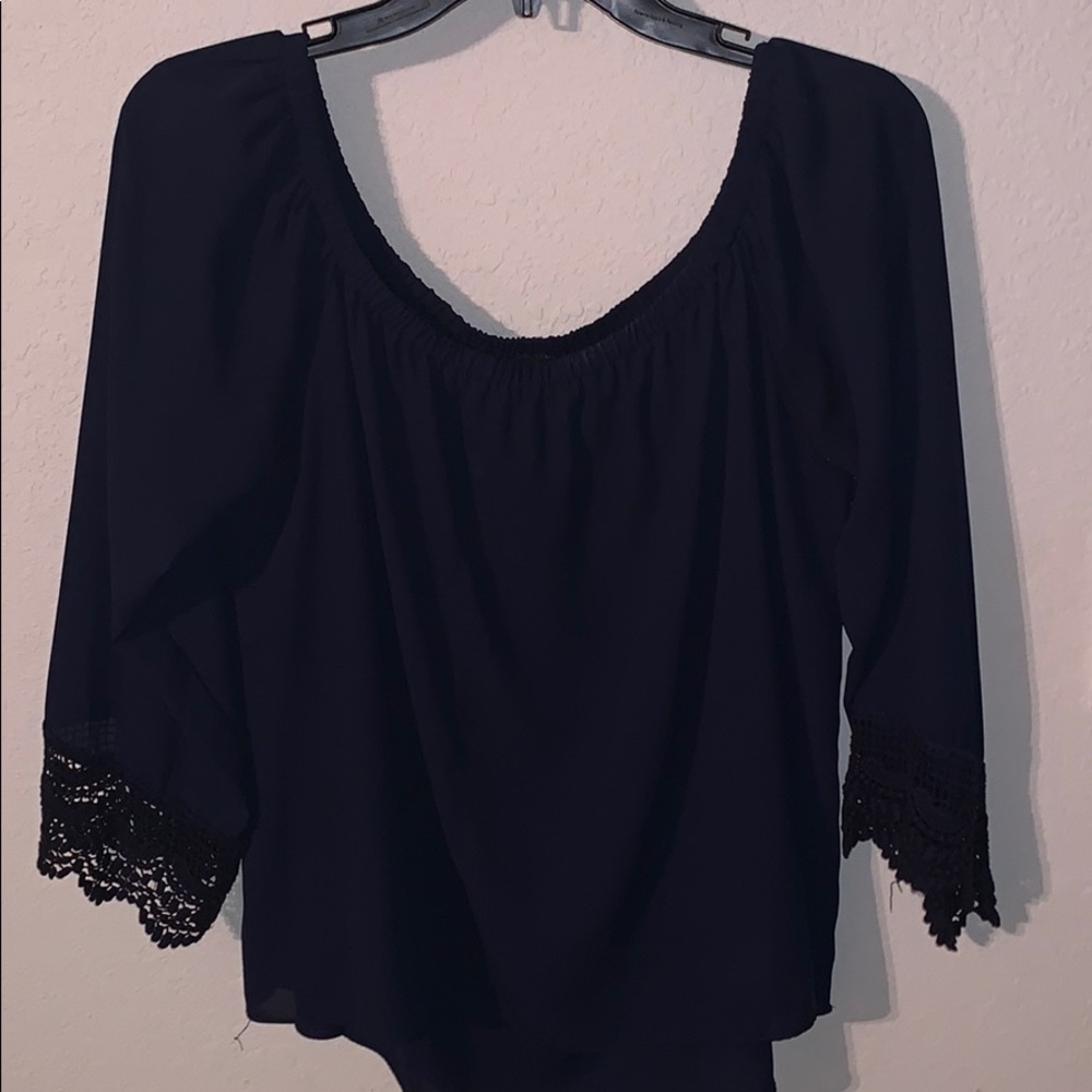 Small Navy Off the Shoulder Top